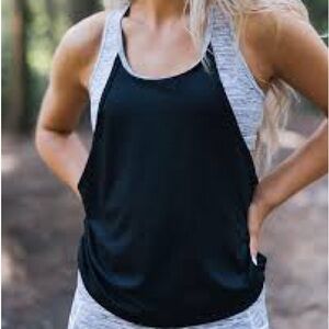 Black and Gray Workout Tank and Leggings Set